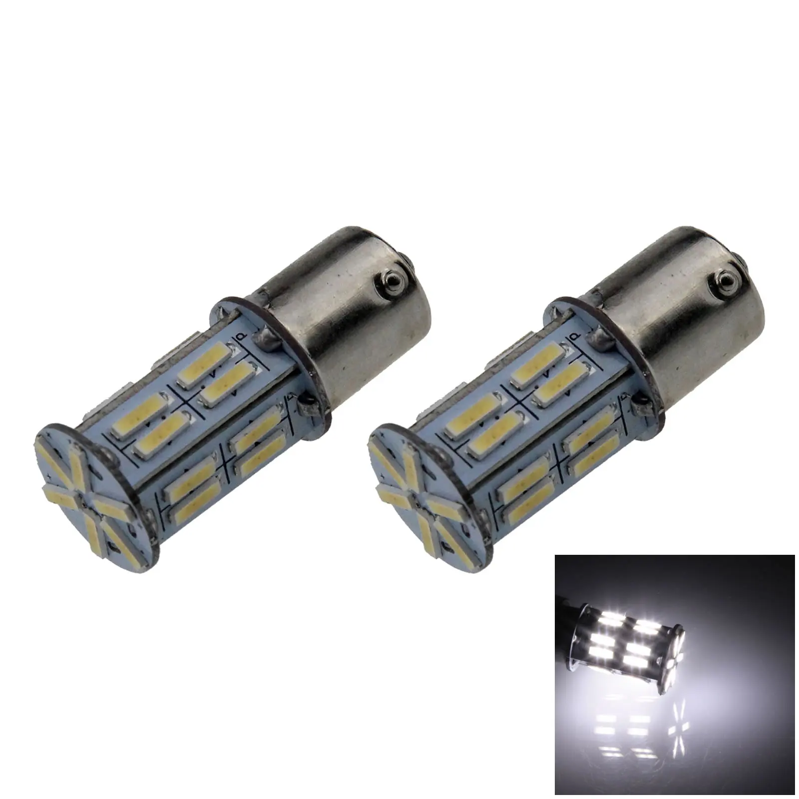 자동차 1156 후면 램프 교체등, 2x 흰색, 26 이미터, 7020 SMD LED S25 7506 D041-W