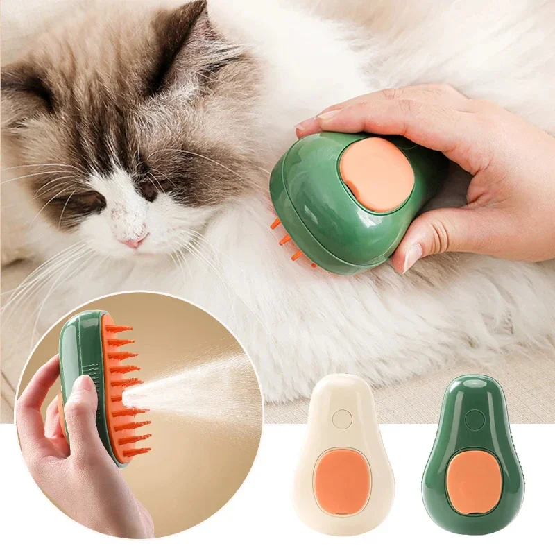 

Steamy Cat Brush Electric 3 In 1 Cat Steamy Brush Cat Grooming Brush Silicone Self Cleaning Steam Brush For Massage For Massage