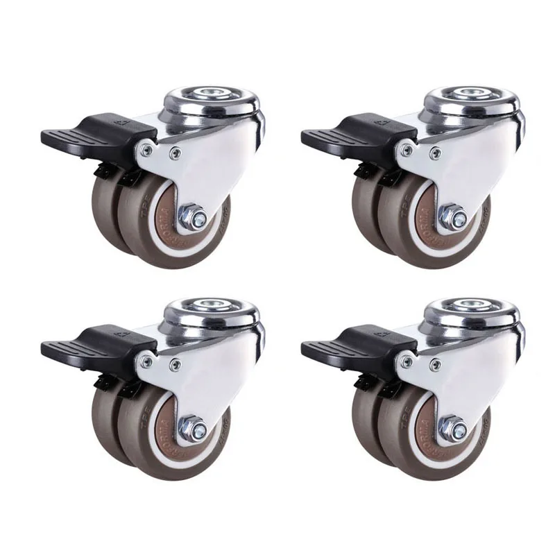 2” Heavy Duty Swivel Caster Wheels With 8.2mm Holes Locking Replacement Casters for Industrial,Machinery,Furniture Set of 4