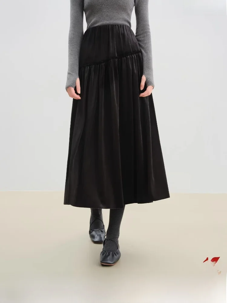 

Design Sensation Pearl Split Velvet Umbrella Skirt Mid-Length Women's Skirts High Waist Commute Busin Casual Ciwalk