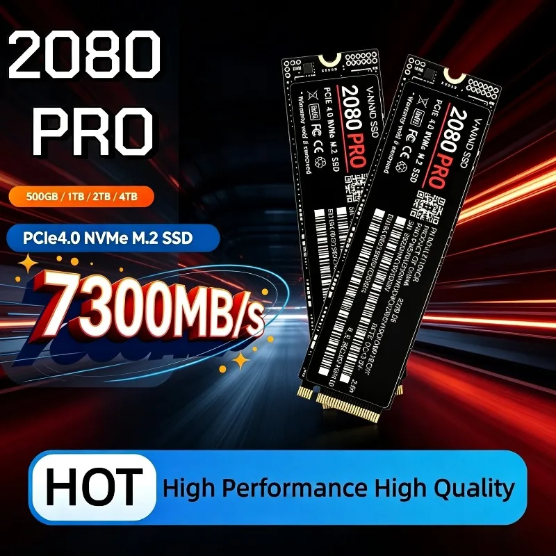 Novo SSD interno 2080 PRO M.2 2280 NVMe, 7300 MB/s, TLC, 3D NAND, 500 GB a 4 TB, para computadores de mesa e portáteis.