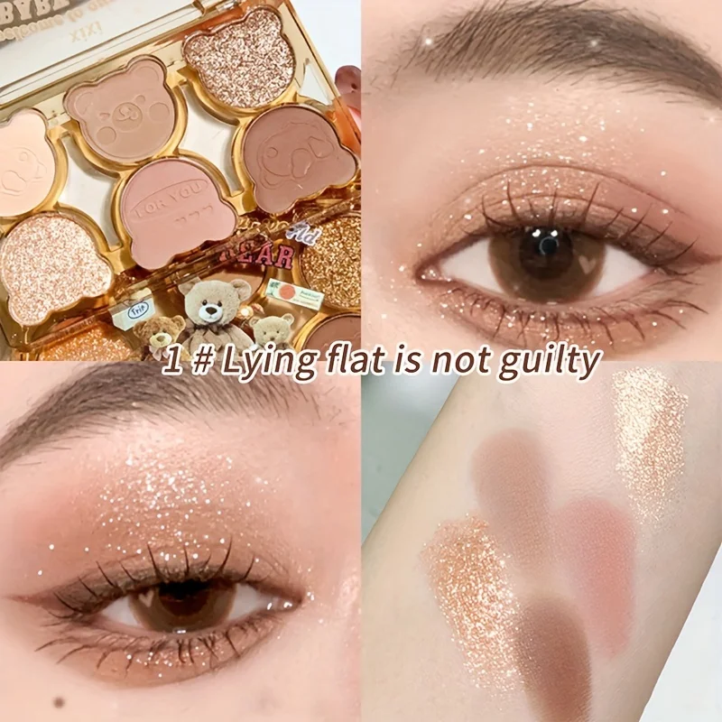 XIXI 6-Color Eyeshadow Palette Glitter & Matte Finishes for Y2K Inspired Smoky Eye Makeup Looks