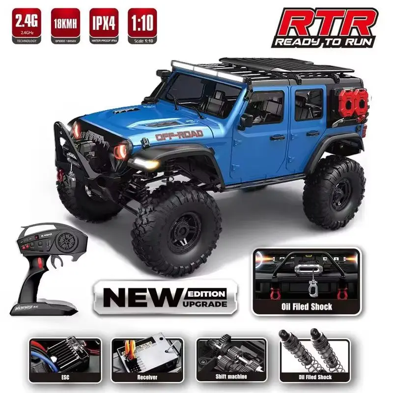 【In Stock】Hot 1:10 Remote Control Car Upgrade Wrangler Full Scale Off Road Climbing Vehicle Dumbo Remote Control Electric Winch