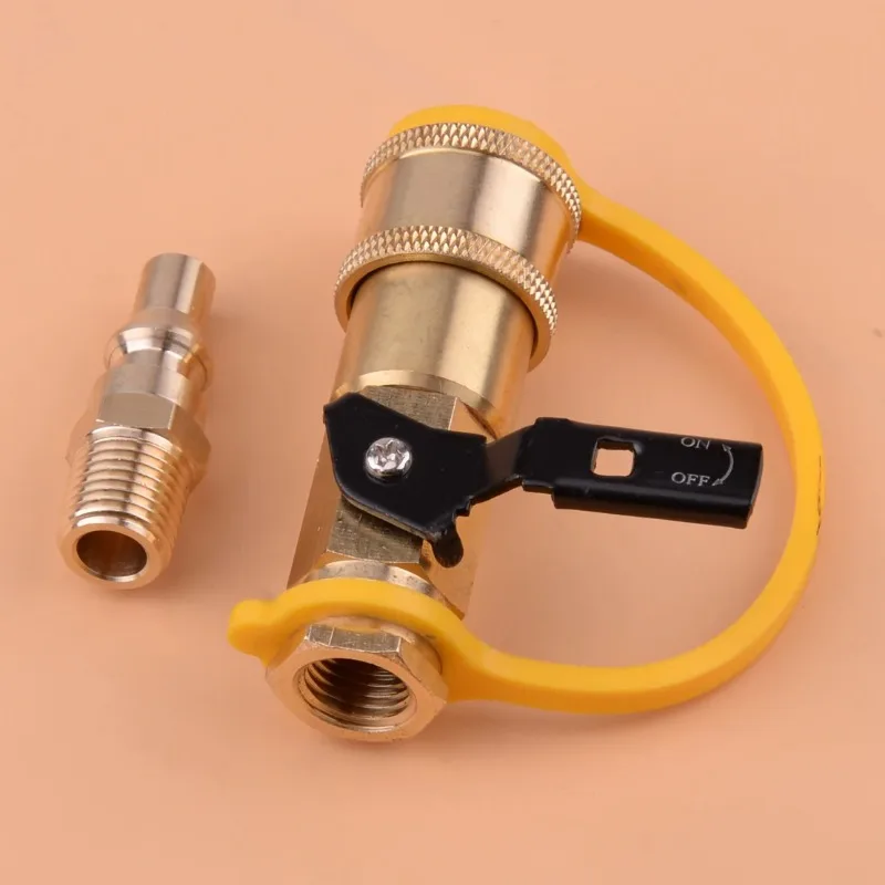 

1/4 "RV propane natural gas quick connect with shut-off valve, full flow plug, low pressure system compatible, safe and durable