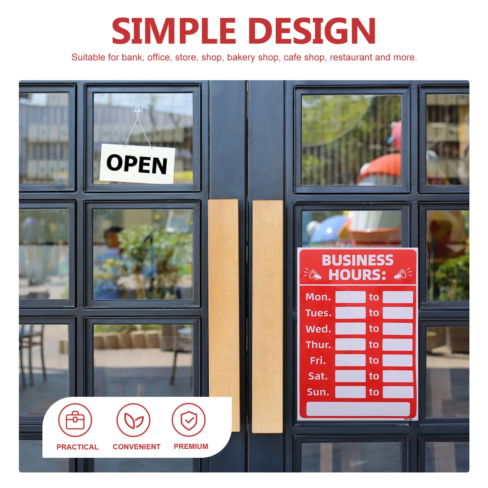 

6pcs Business Hours Self-Adhesive Stickers Waterproof Sunproof Oil-Proof Opening Signs For Store Shop Cafe Pvc Labels