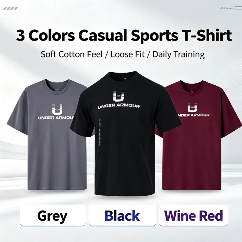 Under Armour Men Loose Fit Heavyweight Cotton Blend Graphic Crew Neck Sports Short Sleeve T Shirt 6005150-600