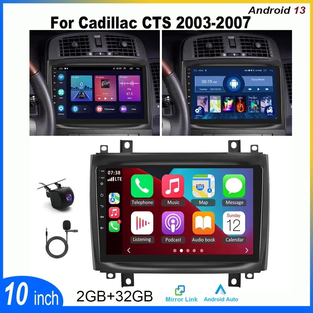 Fit For Carplay Stereo Wifi Multimedia Player Bluetooth Android 13 Car GPS RDS Navigation Radio For Cadillac CTS 2003 - 2007