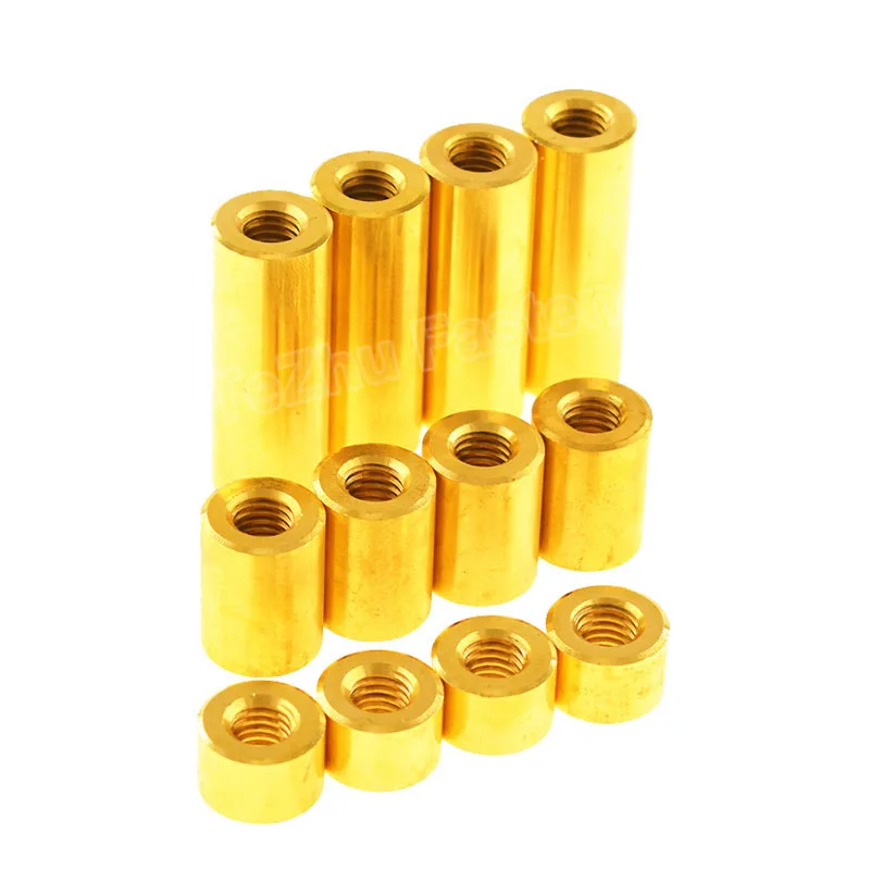 1pcs M8 M10 M12 Round Brass Standoff Spacer Stud Spacing Screw Thumb Nut Female Thread Double Pass Hollow Pillar Length 5-100mm