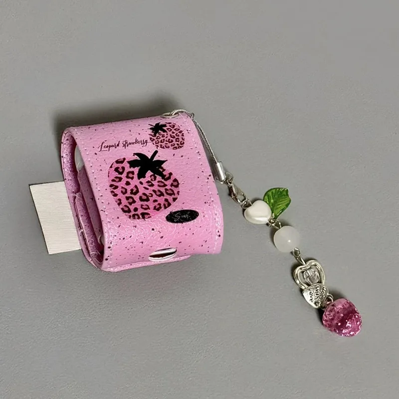 Funda protectora con estampado de leopardo Rosa dulce y picante, fresa adecuada para Airpods 3, funda para auriculares inalámbricos con Bluetooth