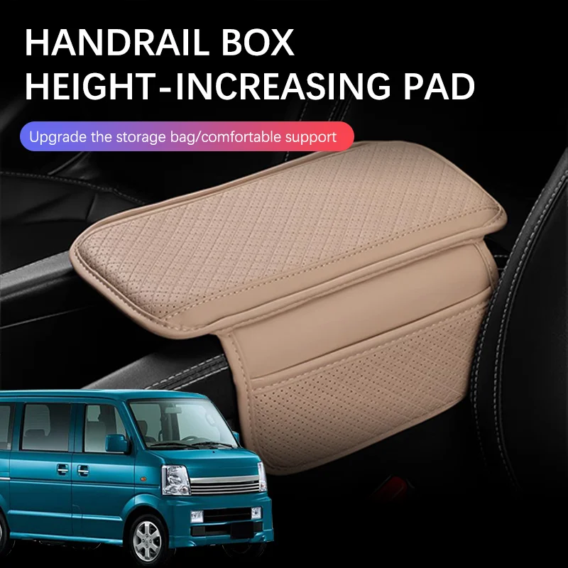 

Leather Car Armrest Mat Organizer Center Console Auto Armrests Storage Bag Car Accessories For Suzuki Every DA17V