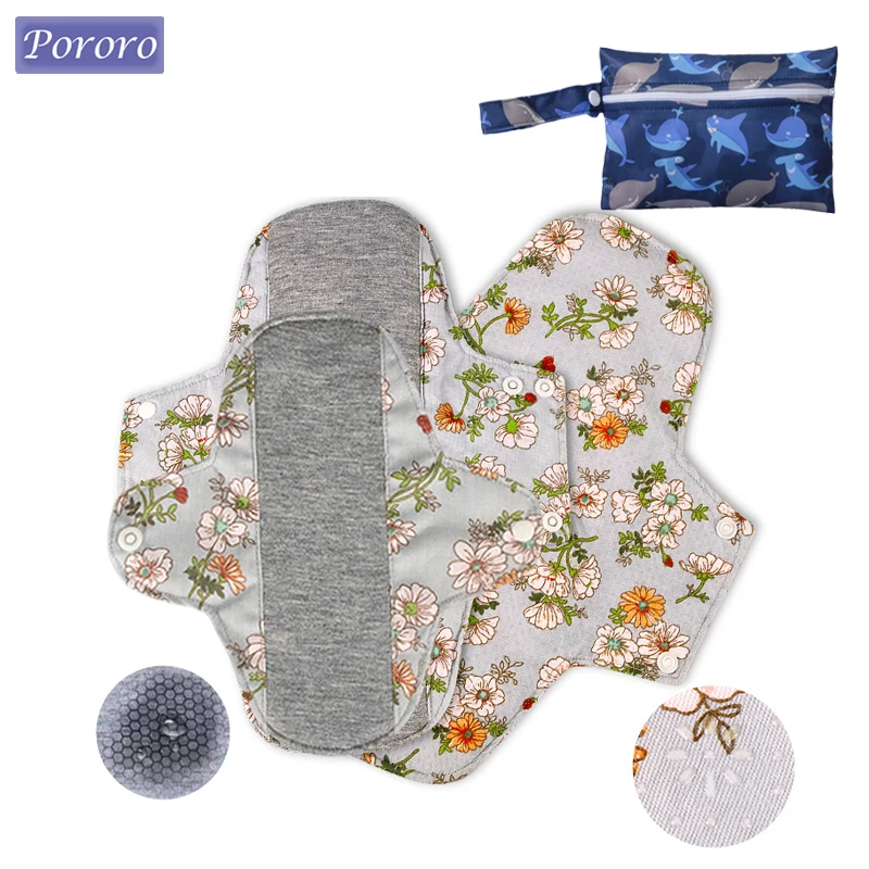 

3pcs Sanitary Napkin Reusable Menstrual Pads Graphene Lining Sanitary Pad Women Hygiene Sanitary Towels with 1pc Mini Wet Bag