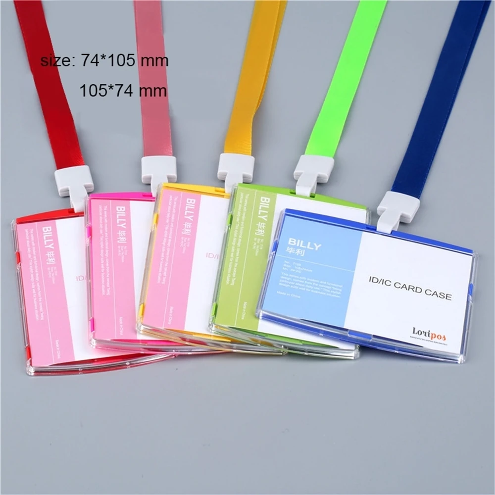 Card Bag Name Badge Cards Case Business Card Holder Storage Plastic Passport Cover With Nack Lanyard Company Office Supply