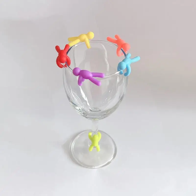 6pcs Wine Glass Markers Cup Markers Creative Markers Reusable Glass Markers Tags For Party And Bar Decor Silicone Material