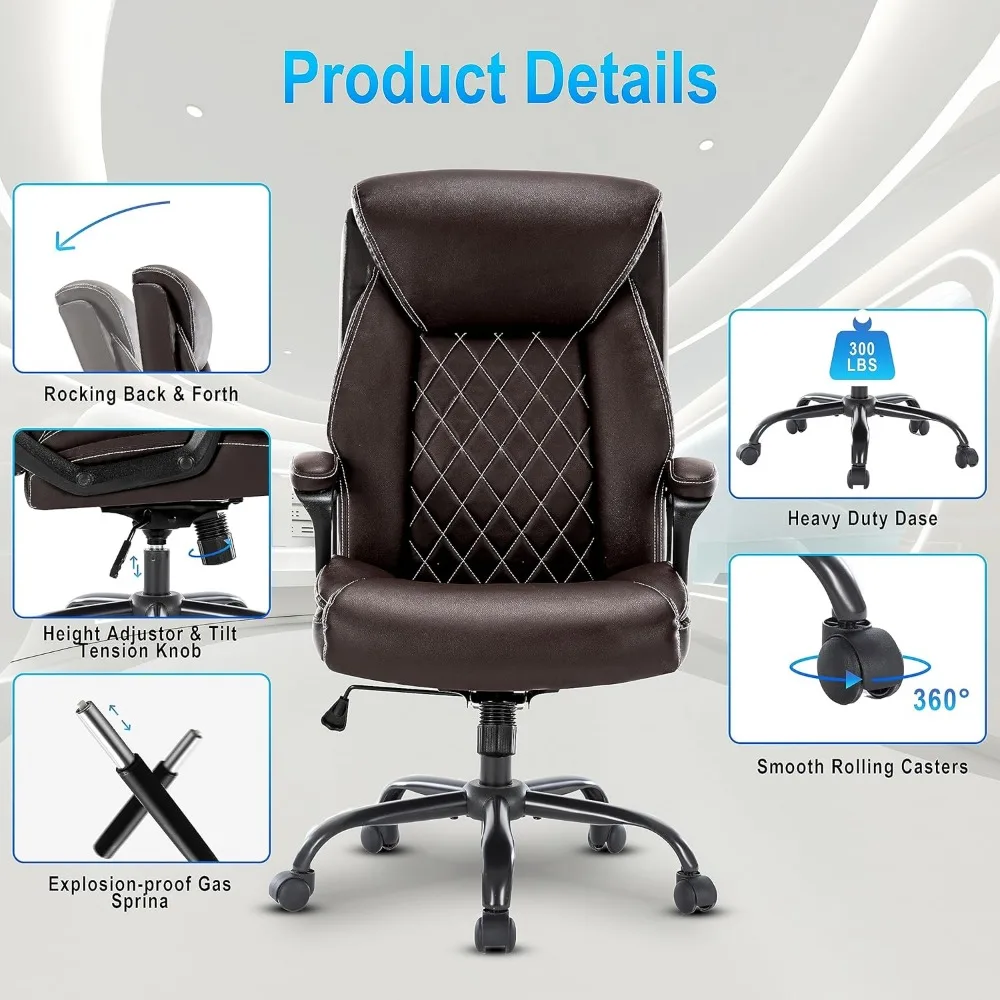 Computer Chair-Office Chair-Executive Office Chair with Fixed Armrests-Ergonomic Office Desk Chair High Back-Computer Chair