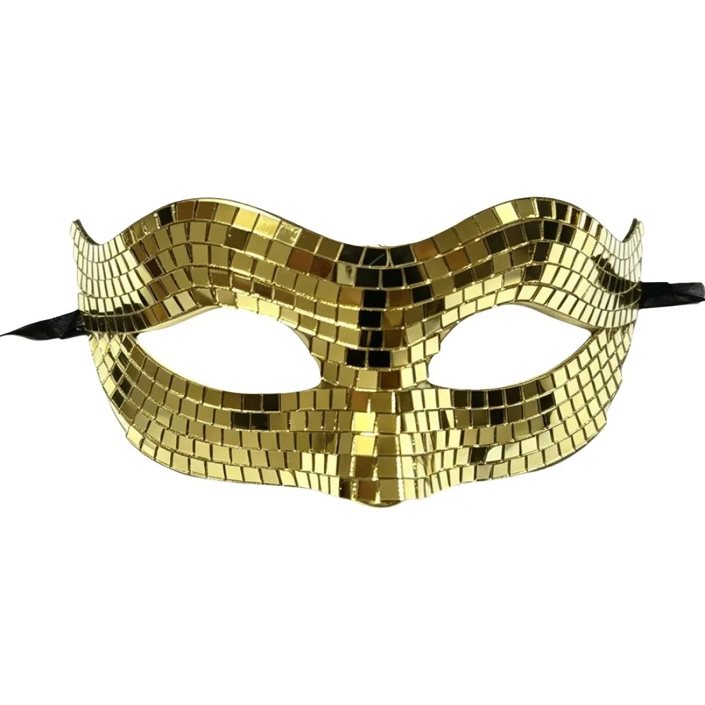 Sparkling Finish Disco Face Mask Glitter Texture Eye Covers Costume Mask Mirror Golden/ Silver Half Face Mask Party Props