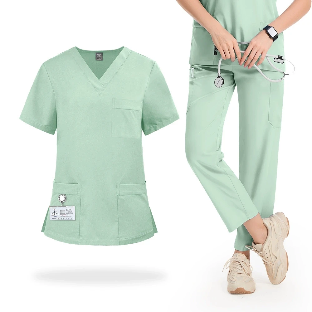 breathable-stretch-uniform-medical-uniforms-scrubs-unisex-beauty-spa-uniform-pet-clinic-store-veterinary-coat-scrubs-top-pants