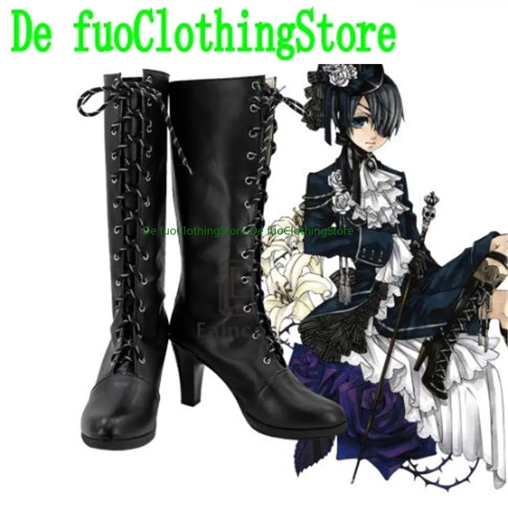 Black Butler Ciel Phantomhive Cosplay Shoes Boots Game Christmas Anime Game Role-playing Halloween Party Props Shoes Boots