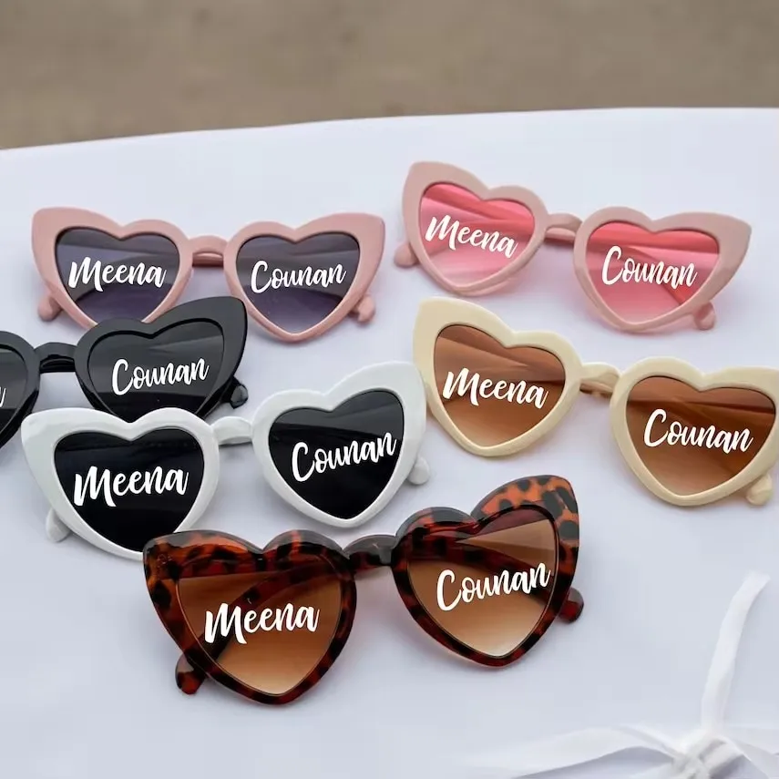 Personalised Wedding Sunglasses Love Heart Sunglasses White Wedding Custom name Sunglasses Wedding Date Initials Wedding Gift