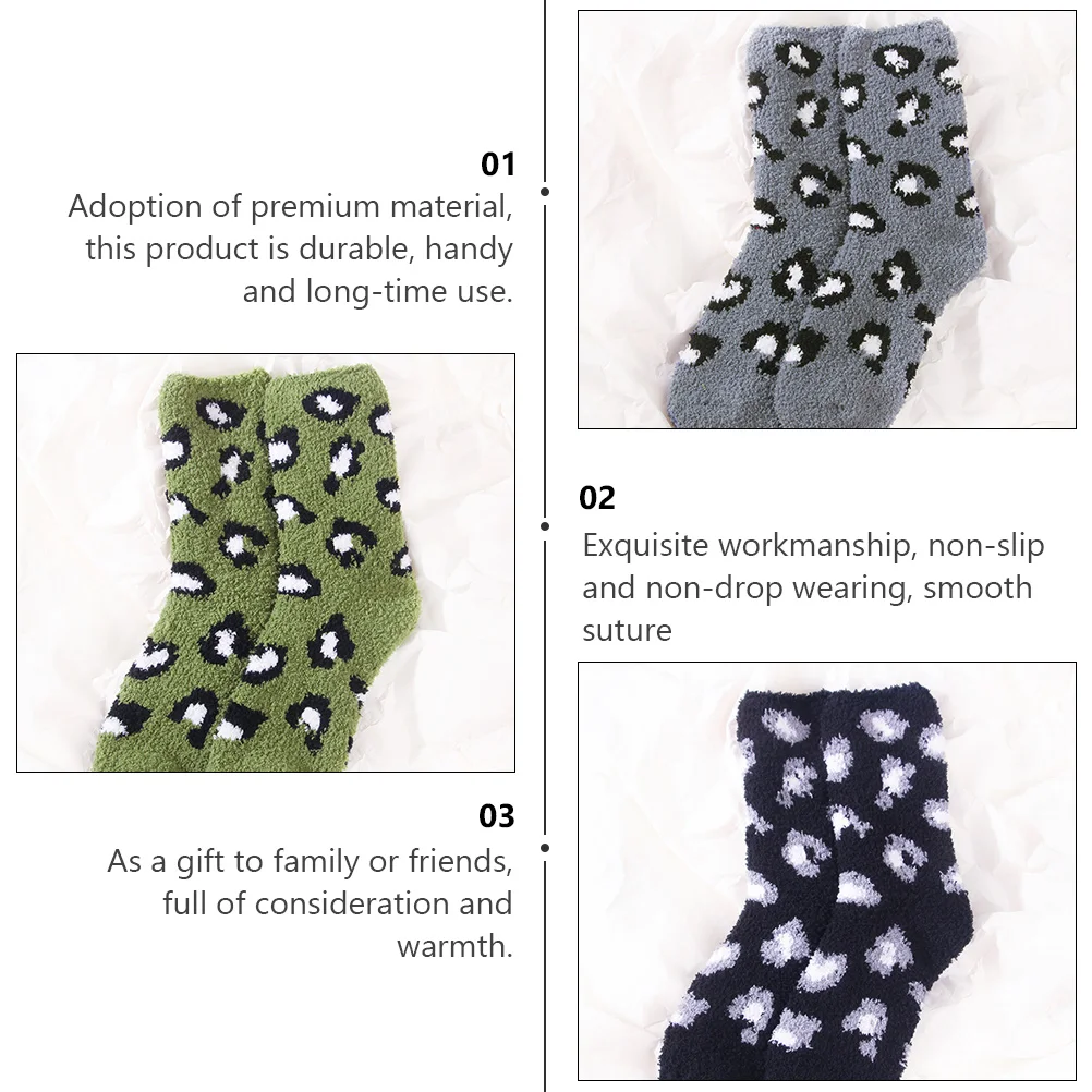 

5 Pairs Coral Fleece Warm Winter R om Color Floor Socks Soft Comfortable Breathable Sweat Absorbing Non Slip Long Time Use