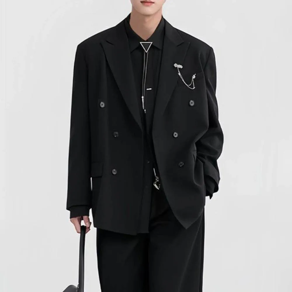 

Mens Autumn Jacket Campus Business Casual Suit Jacket Streetwear Fashion Nightclub Stage Performance Top Men'S Wear (No Brooch)