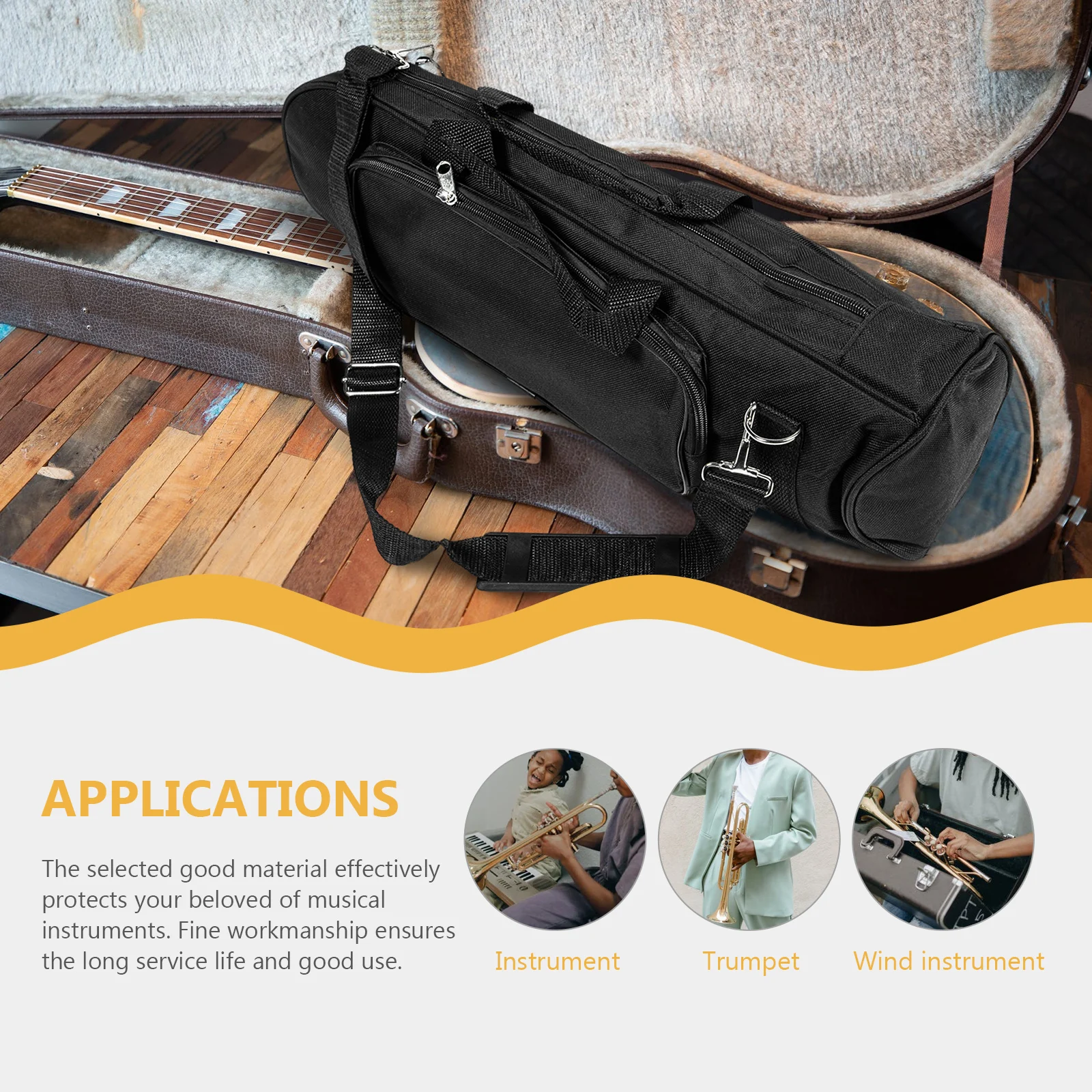 Mała torba na trąbkę do przechowywania instrumentów Przenośna torba na ramię Podróżna pogrubiona, odporna na wstrząsy torba na instrument muzyczny