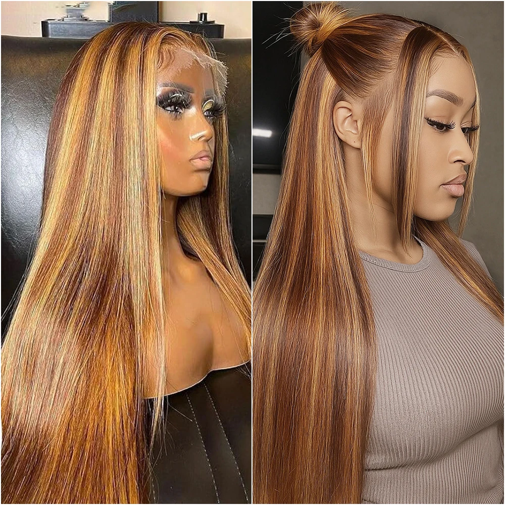 36 بوصة تسليط الضوء على 13x6 HD الدانتيل الجبهة الباروكات شعر الإنسان 13x4 شعر طبيعي مفرود باروكة من شعر طبيعي شفاف الدانتيل شعر مستعار أمامي للنساء السود