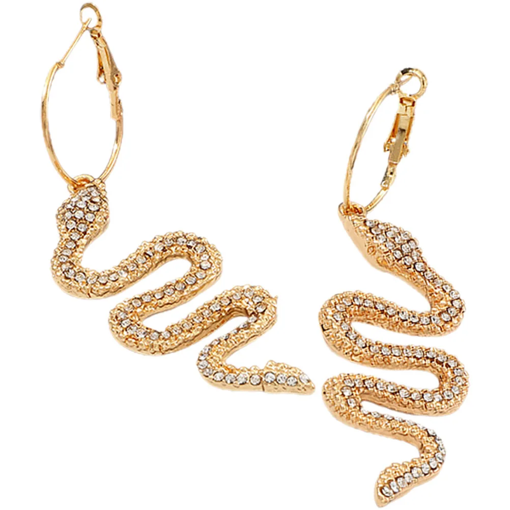 

Trendy Earrings Snake Diamond Fine Jewelry for Women Dangle Rhinestone Hoop Dangling