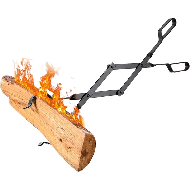 64cm Long Firewood Tongs Log Grabber Indoor Outdoor Firewood Oven Coal Campfire Tongs Grill Camping Fire Pit Tool
