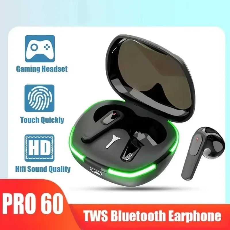 TWS Pro60 Bluetooth Earphones Wireless Headphones HiFi Stero Headset Noise Reduction Sports Earbuds with Mic for Xiaomi Huawei