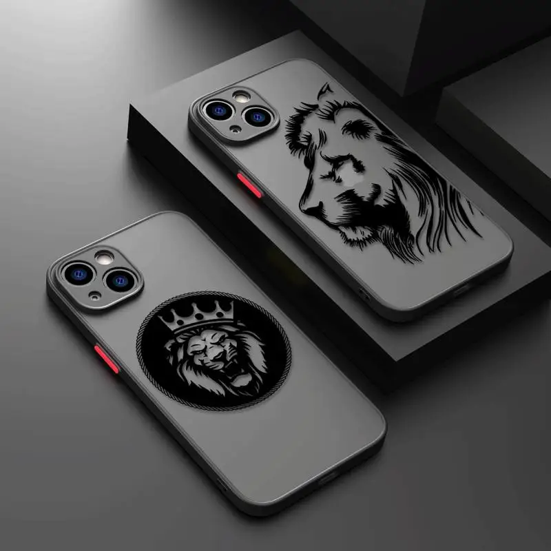 Animal Tiger Lion Wolf Luxury TPU Matte Phone Case For iPhone 15 11 13 14 12 Pro Max Mini X XR Xs 8 6 7 Plus Silicone Cover