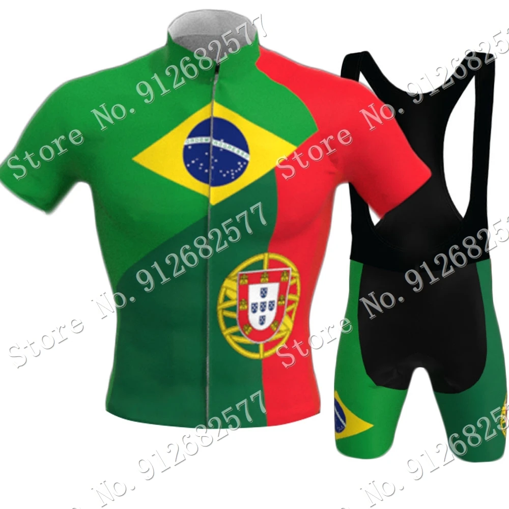 2023 Brazil Portugal National Team Cycling Jersey Set Green Clothing Road Bike Shirts Suit Bicycle Bib Shorts MTB Ropa Maillot