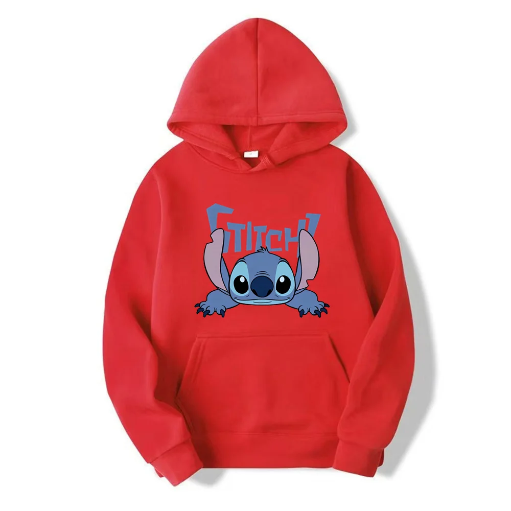 2024 New Disney Stitch Cartoon Cute Loose Hooded Hooded Hoodie Girl\'s Friend Dress Couple Dress Casual Fashion Hoodie Top Coat