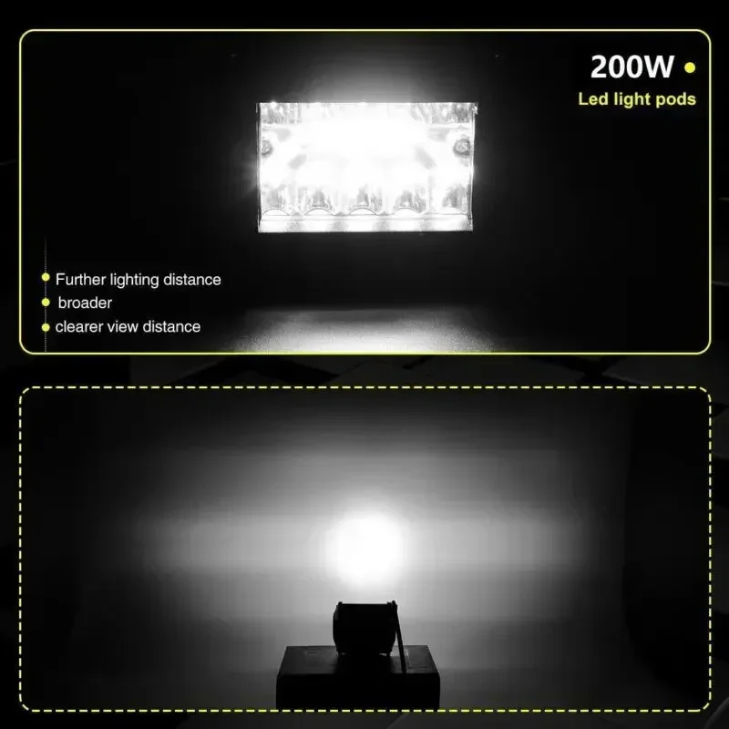 LED Spot Flood Light Combo Pods, barra de luz de trabalho, lâmpada de nevoeiro offroad, SUV ATV, 60W, 2 pcs