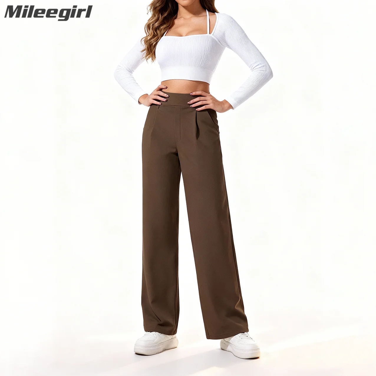 

Женские брюки для йоги Mileegirl, офисные брюки с боковыми карманами, свободная посадка для тренировок, повседневная одежда, быстросохнущая зимняя одежда