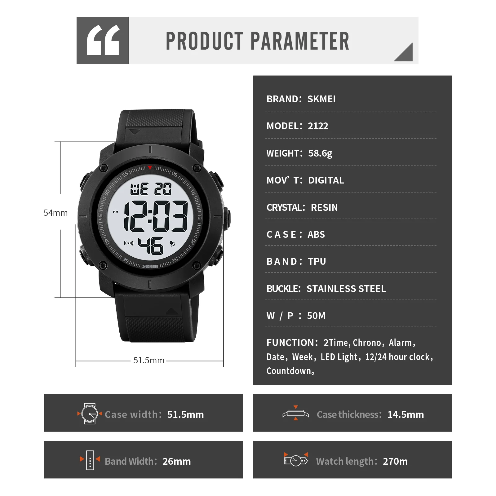 SKMEI LED Light Display Digital Outdoor Sport Watches Mens Multifunctional Countdown Stopwatch Calendar Wristwatch reloj hombre