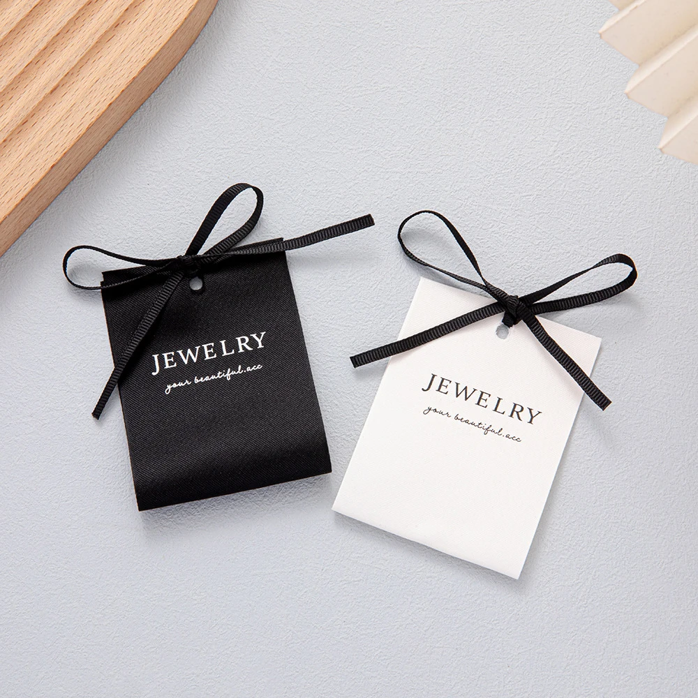 

Custom Logo 6x17cm Jewelry Card Holder Earrings Display Label Tags Cotton Cloth Fabric Packaging Jewellery Bag Boxes Accessories