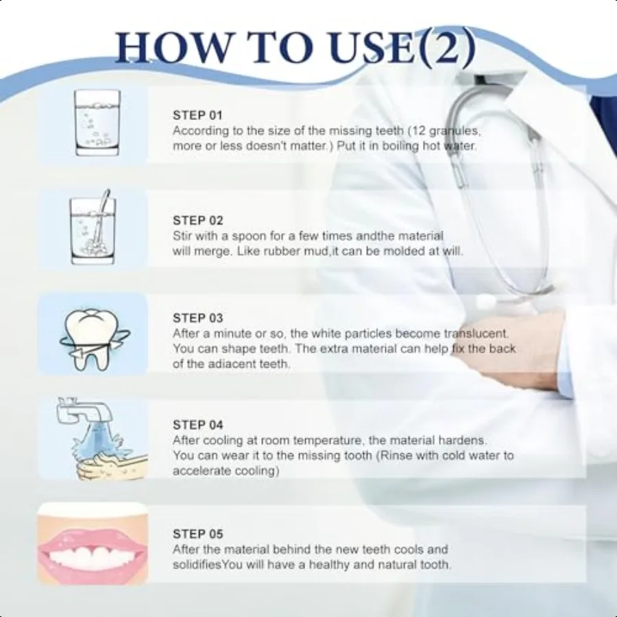 ชุดซ่อมฟันชั่วคราว วัสดุอุดฟันสีธรรมชาติ สำหรับฟันที่ขาดหายไปหรือแตกหัก ชุดดูแลฟันด้วยตัวเอง รุ่น SolutionMM5