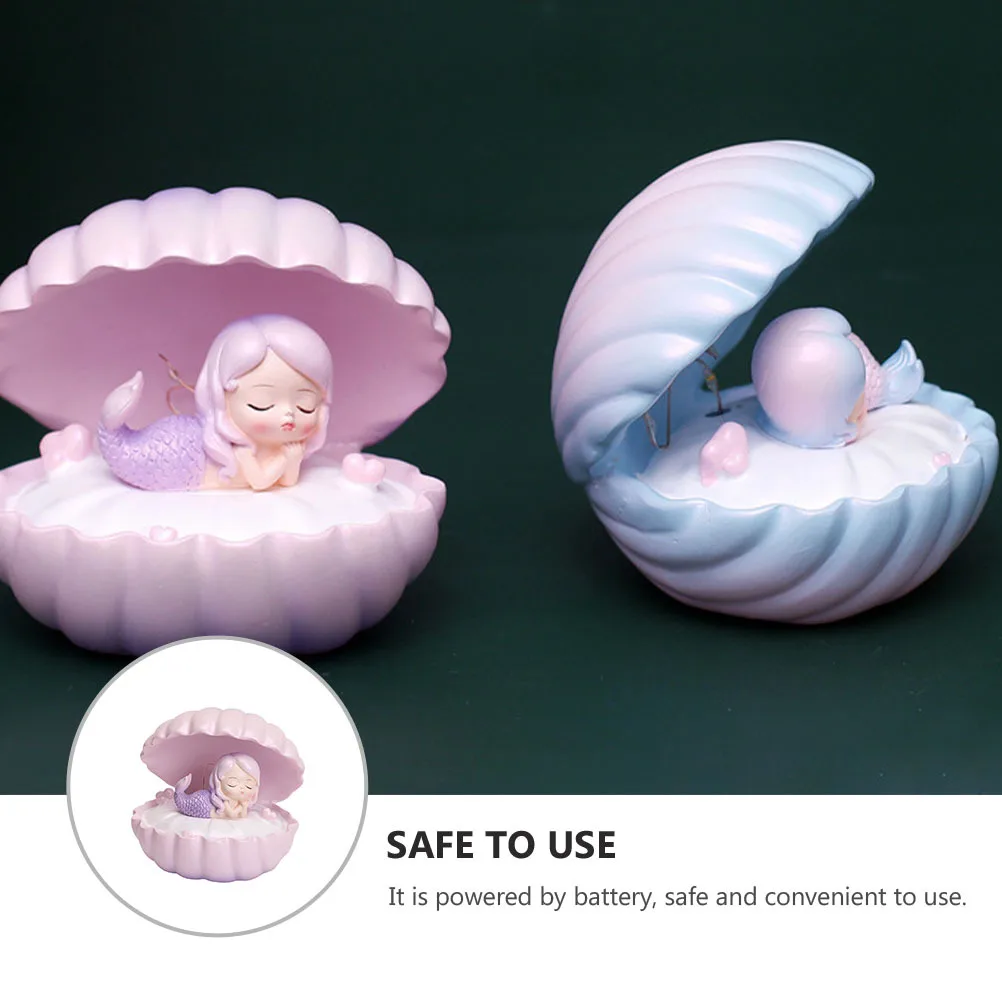 1Pcs Creative Small Night Lamp Shell Resin Craft Night Light Desktop Ornament Decorative Bedside Shell Mermaid Lamp