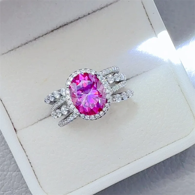 Exquisite Cut Pink Pigeon Egg Ring For Women 3ct Moissanite PT950 Platinum | Transparent and shining, radiant glow