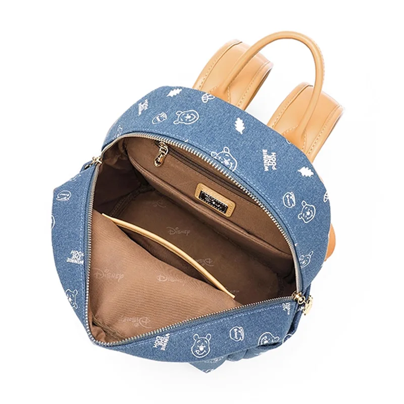 새로운 컬렉션 디즈니 위니 푸우 여성 배낭 패션 데님 가방 만화 인쇄 브랜드 배낭 소녀 학생 배낭