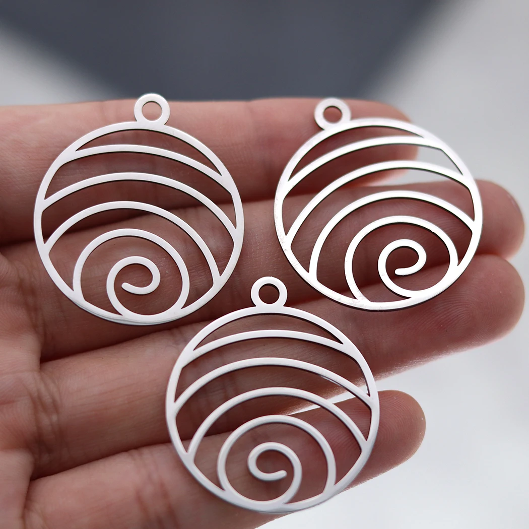 3pcs Minimalist Sprial Line Charms for Jewelry Making Trendy Earrings Necklace Women Stainless Steel Pendant diy Accessories