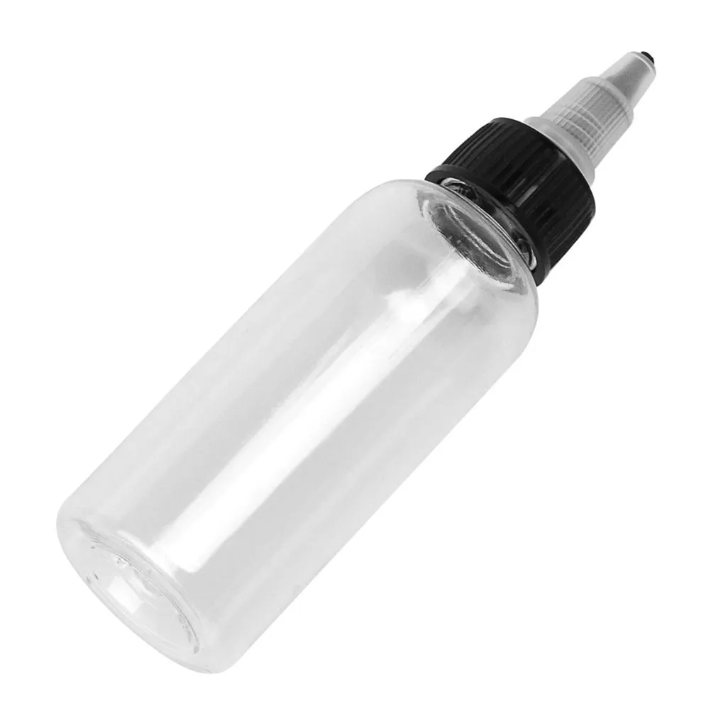 10Pcs 60ml Empty Ink Bottles Large Capacity Lightweight Durable Transparent Pigment Storage Leakproof Tattoo Artists