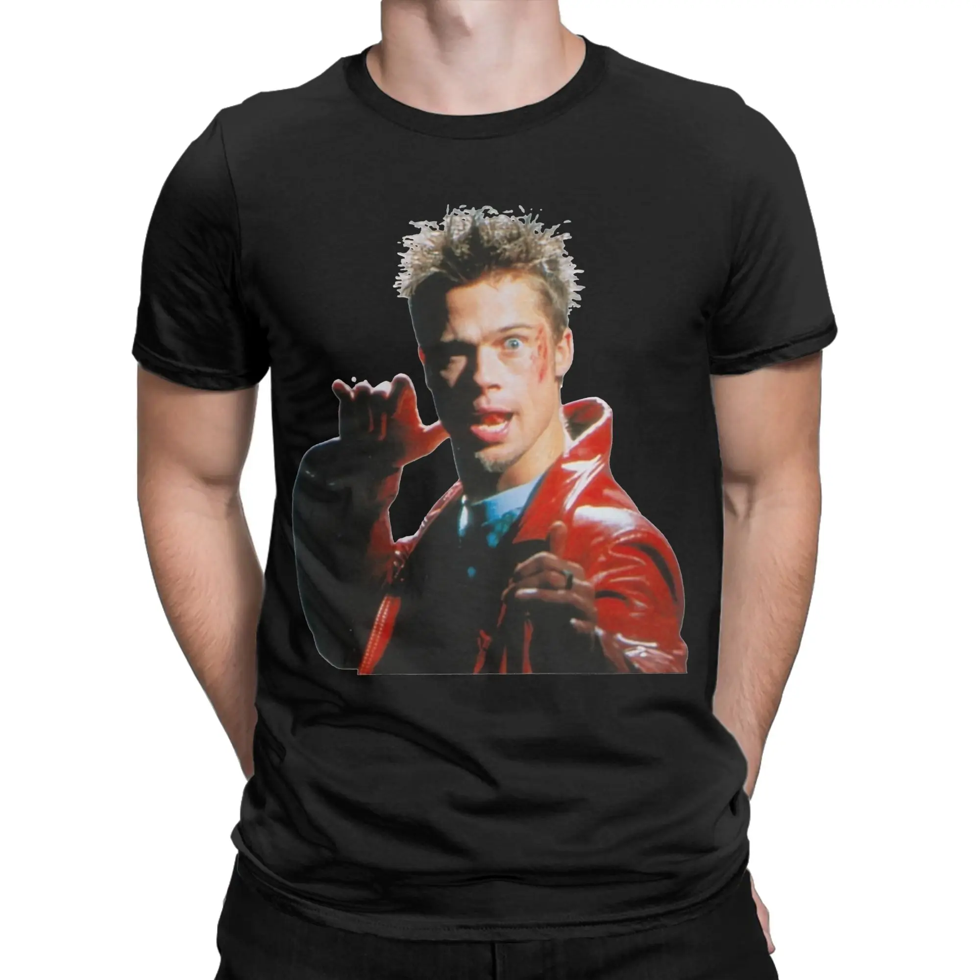 Fight club karate Tyler Durden  Brad Pitt T Shirt  100% Cotton Clothing Short Sleeve Round Collar Tee Shirt Plus Size T-Shirts