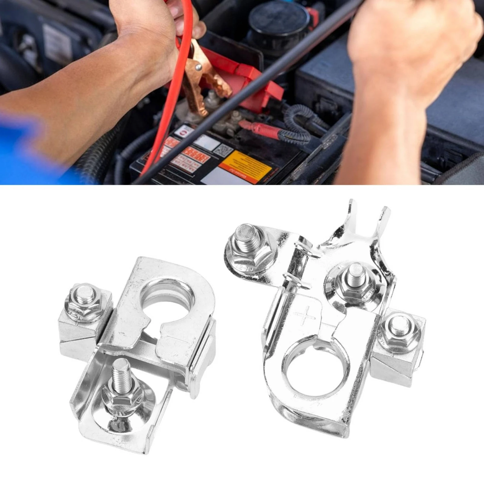 Car Battery Clamp Set Corrosion Resistant Battery Terminal Connector Kit Positive Negative Terminal Set Long-Lasting