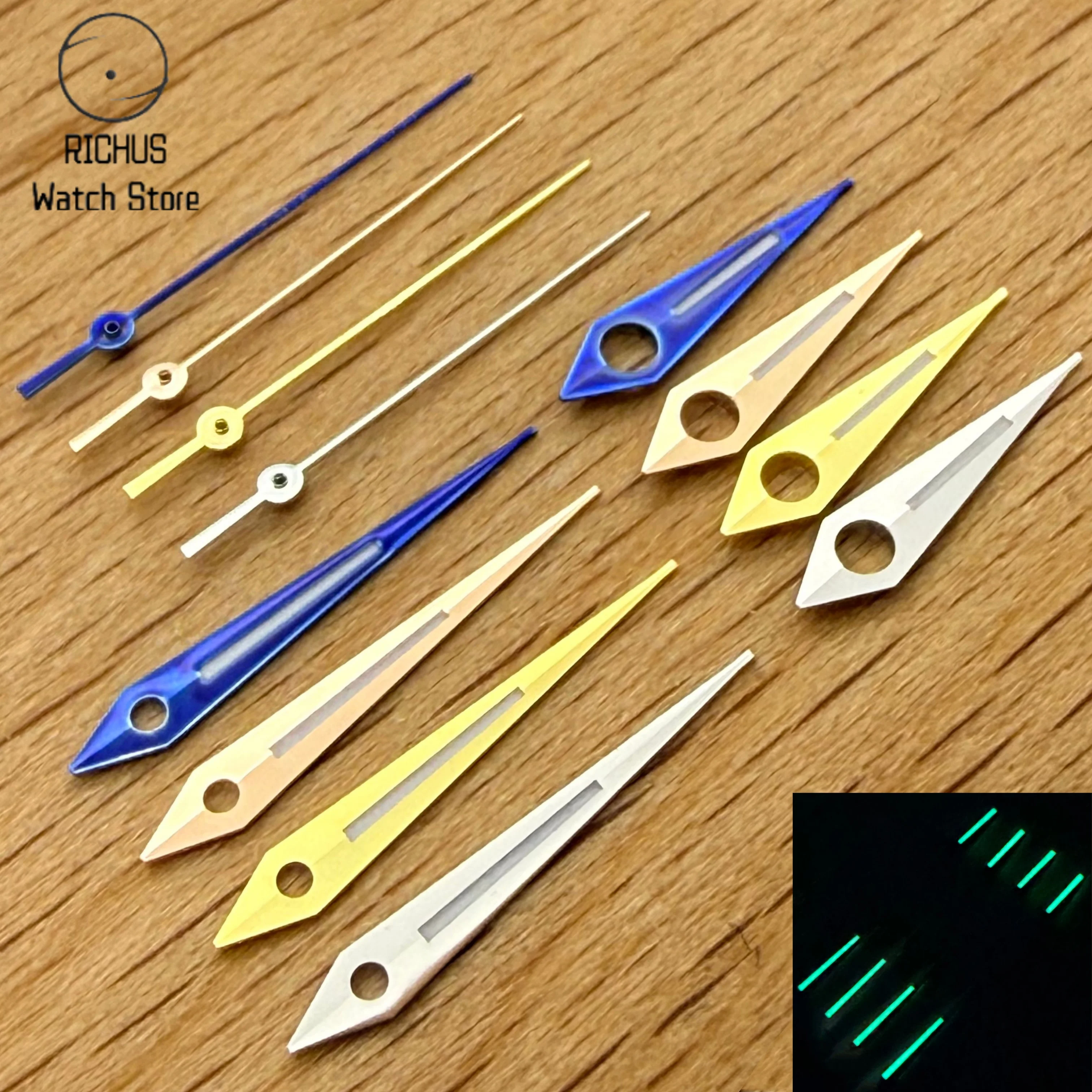 Green Luminous NH35 NH36 Sword Watch Hands Set 8x12x12.5mm Custom DIY Automatic Watch Mod Replacement Repair Parts