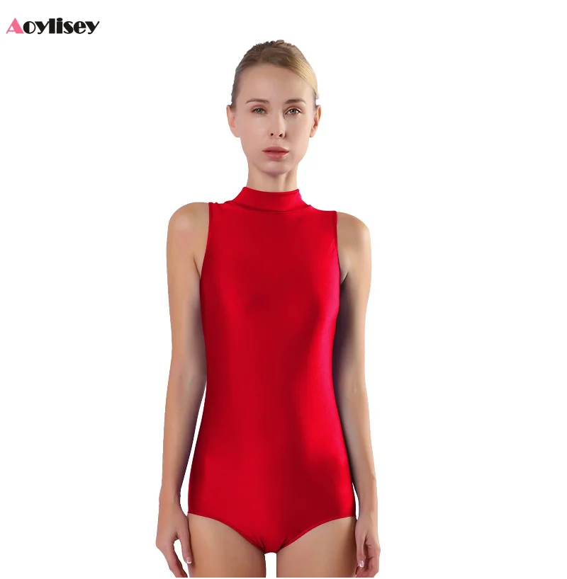 Erwachsene ärmellose Ballett Tanz tragen Trikots High Neck Gymnastik Body suits Stram pler Skinny Workout Stage Halloween Kostüme