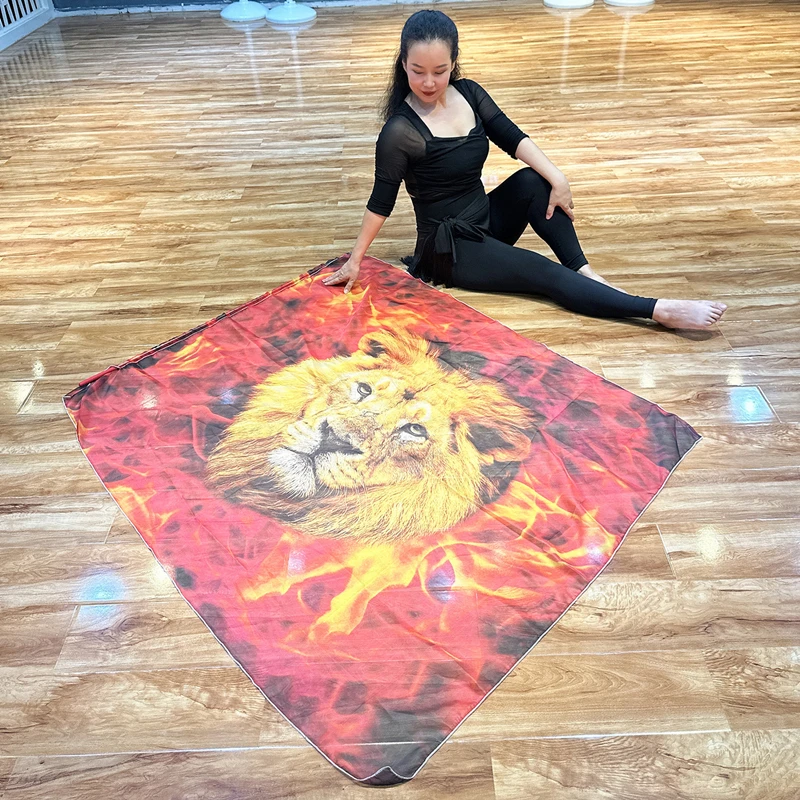 2pcs บูชาสรรเสริญเต้นรําธงปรับขนาดได้แท่ง Lion FLAG Gradient สีน้ําหนักเบาสี่เหลี่ยมผืนผ้าโบสถ์แบนเนอร์ STAGE PROP 55"