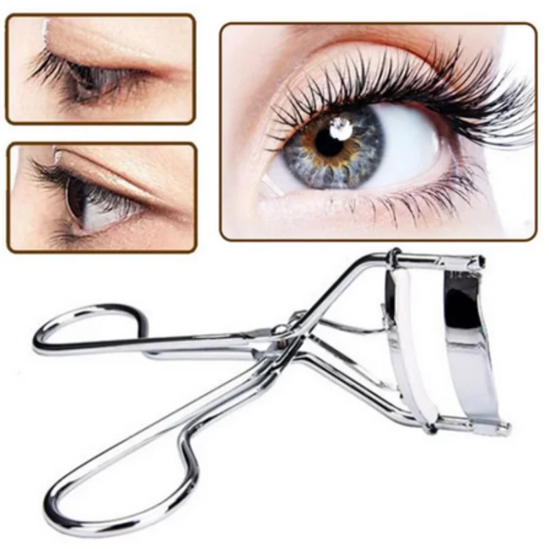 1Pcs Eyelash Curler ทนทานขนตาปลอม Curler คลิปซิลิโคน Beginner แต่งหน้าเครื่องสำอางค์เครื่องมือความงามผู้หญิงเงินสีดำ