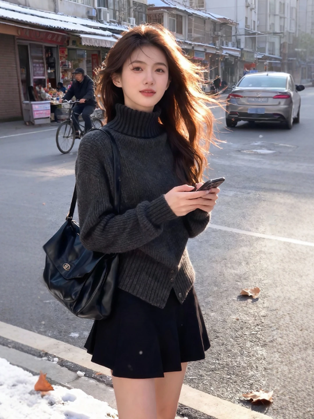 

Корейский свитер с высоким воротником, облегающий, мягкий, нежный, модный, зимний 2025, женский топ, теплый, укороченный, с круглым вырезом