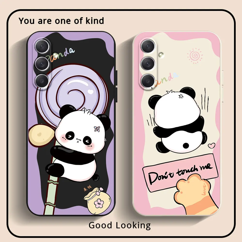 Phone Case For Samsung Galaxy M54 M52 M53 M33 M32 M14 M13 F54 5G M22 M12 F12 Soft Silicone TPU Shockproof Back Cover Cute Panda